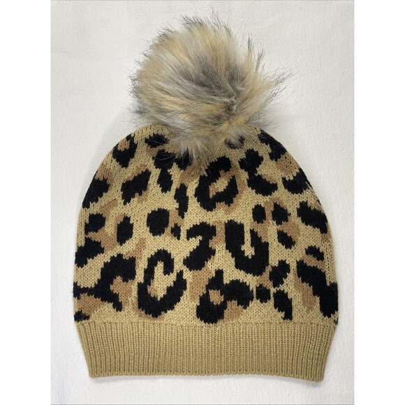 Jcrew Beanie Hat Leopard Print New With Tag - Picture 1 of 3
